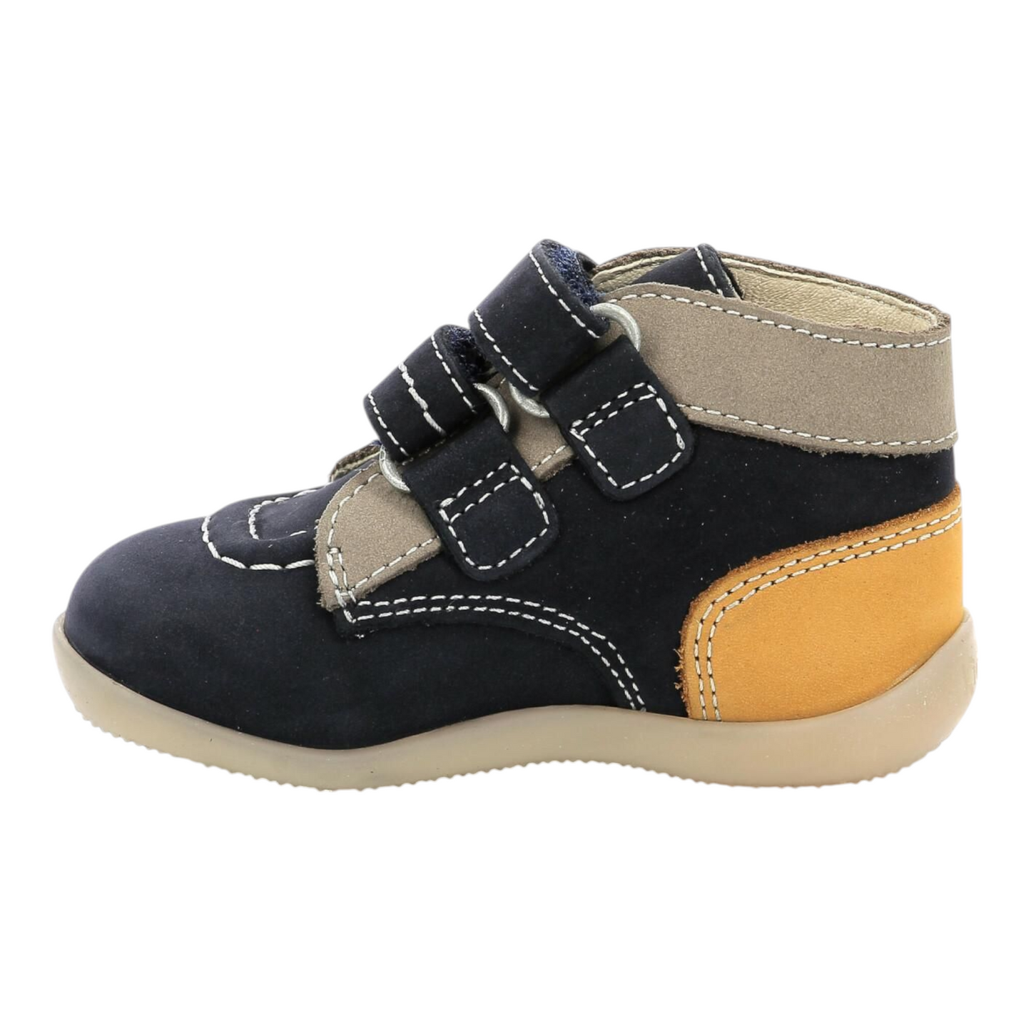 Kickers Halschuh Unisex Marine Kaki Jaune mit Klettverschluss Kinop