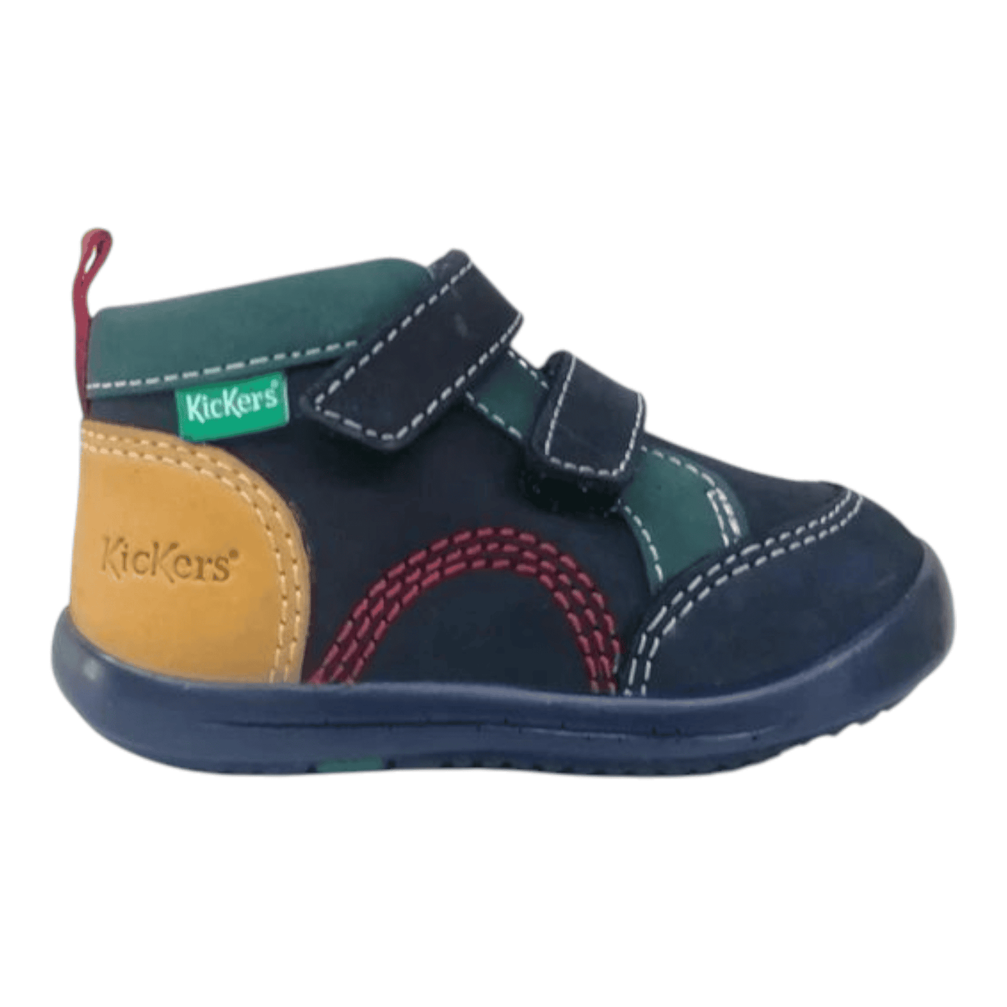 Kickers Halbschuh Unisex Marine Jaune Vert mit Klettverschluss Kinop
