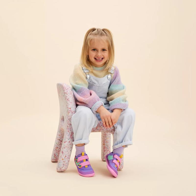 Affenzahn Barfußschuh Sneaker Mädchen Baumwolle Lila Größe 24 Lucky Kreativ Tukan