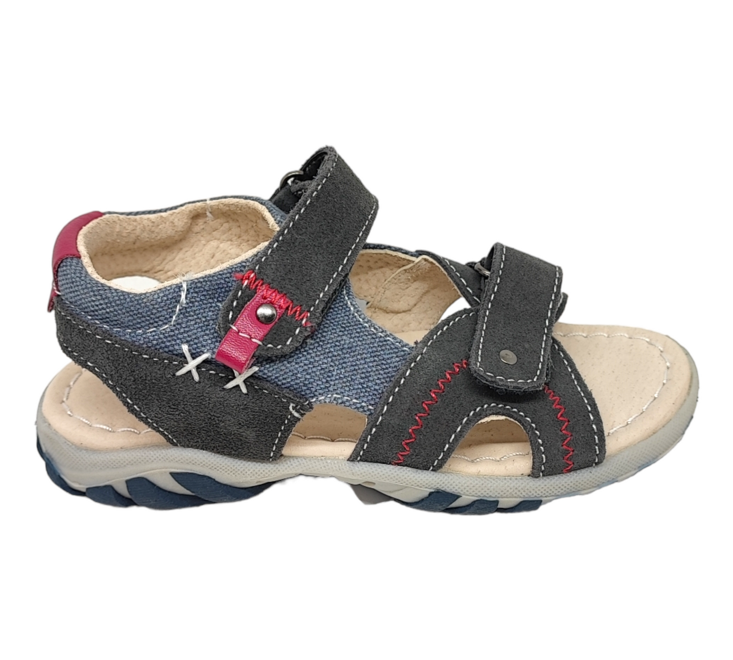 VERTBAUDET Kinder Sandale mit Klettverschluss in Leder